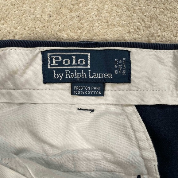 Polo Ralph Lauren Preston Pant Mens 36x30 Navy Blue Chino Cotton Straight Cotton - Picture 3 of 8